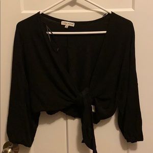 Black ties crop top